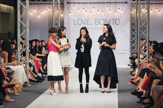 Host Joyce Wong speaks with Rachel Lim, Ringo Tan and Viola Tan about the newly released Cheesie X Love, Bonito capsule collection.JPG