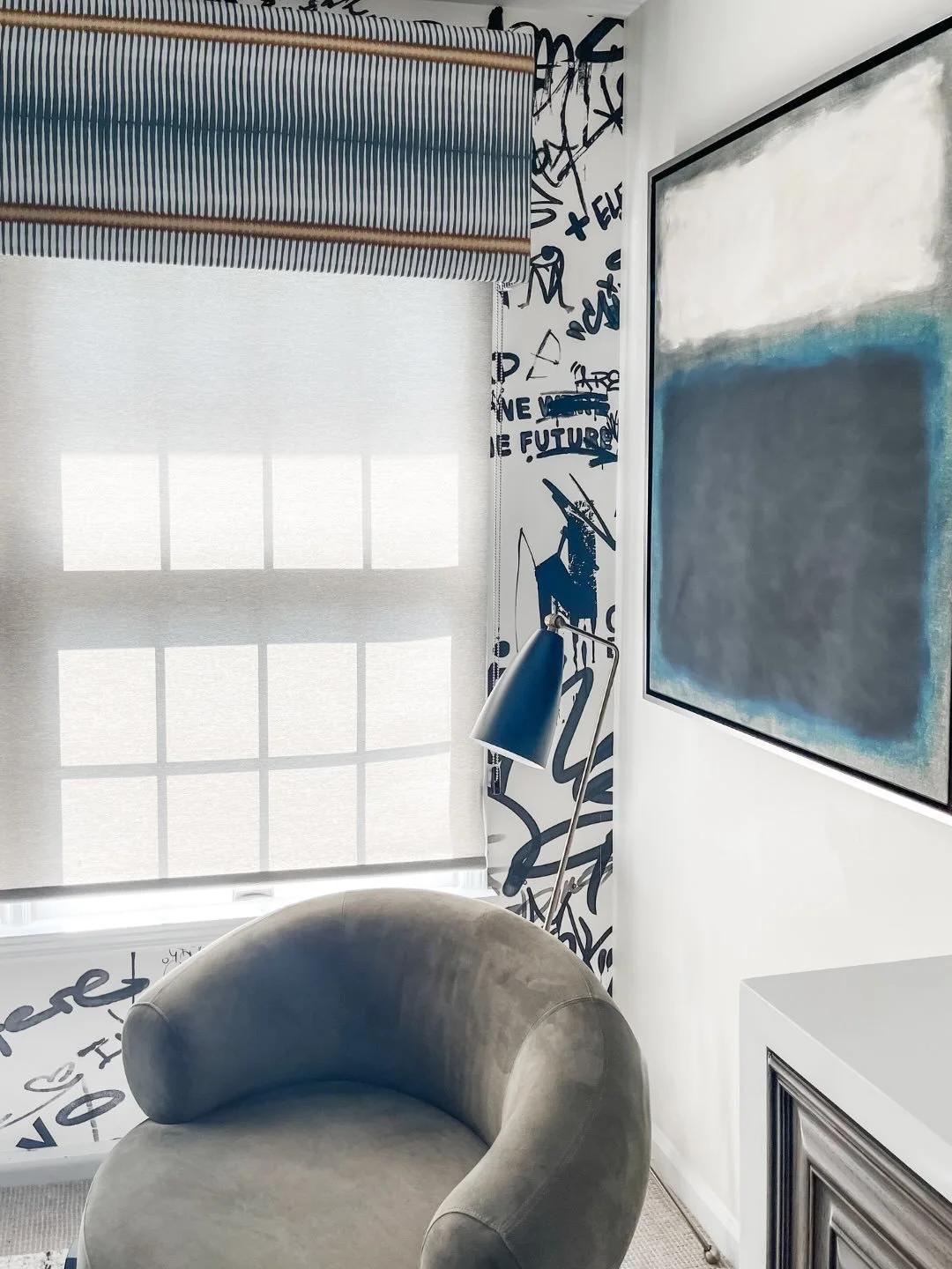 Designing for teens gives us permission to push boundaries a bit further&hellip; Because unlike most adults&hellip; they&rsquo;re not interested in playing it safe. 

This corner vignette from our Voorhees project is a perfect example of what happens