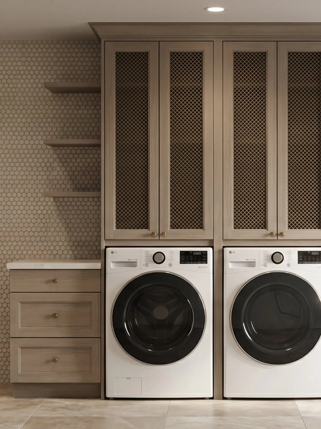 It feels good when a room quietly makes your life simpler.
Laundry rooms are no exception and shouldn&rsquo;t be treated as such.

For this space, I wanted every detail to work overtime for a busy family:
&mdash; vertical drying racks for delicate pi