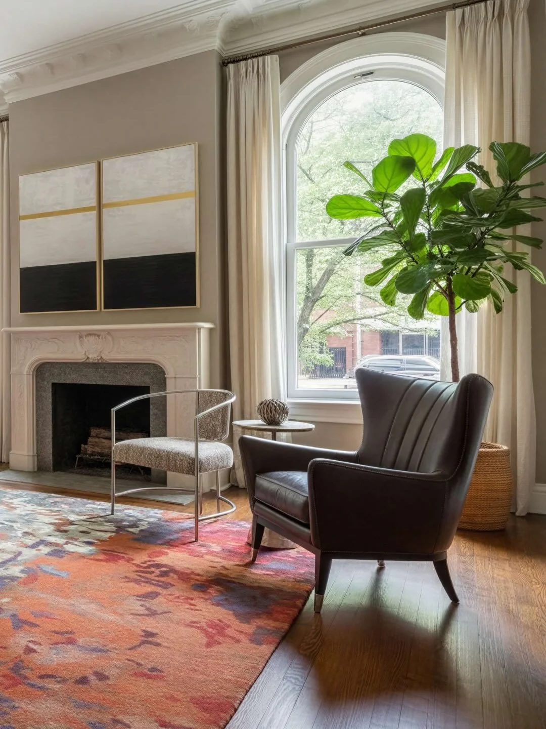 In the corner of this living room from our Baltimore project, the intention was not only about creating a beautiful vignette. It was more about creating a feeling. A moment. A ritual.

A chair that practically asks you to sit down with the Sunday pap