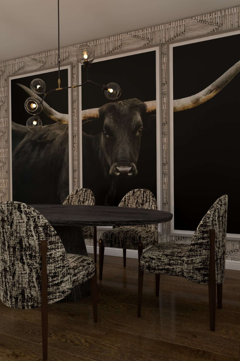 Local full-service interior design dining room project by NJID in Wilmington, Delaware, featuring curated furnishings and refined finishes.