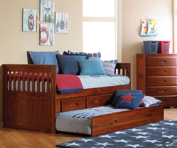 Twin Captain Bed w/Trundle + 3 Drawers