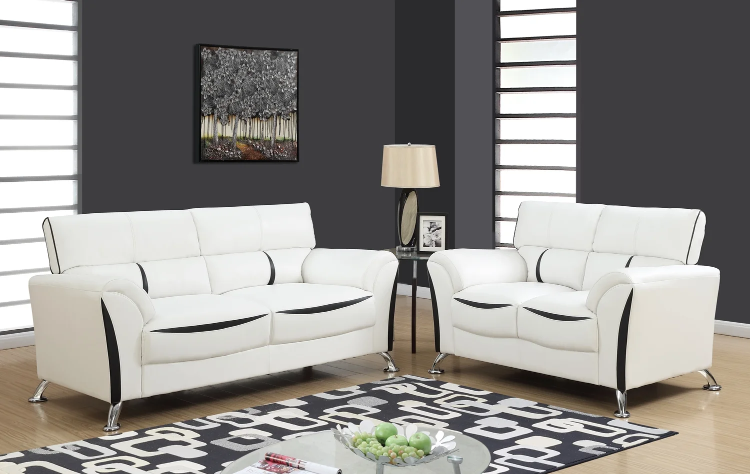 U9100 White Sofa and Love Seat