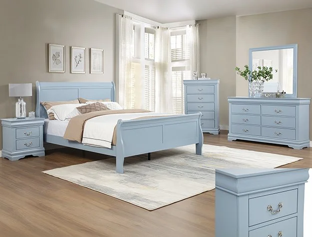SETB3760 LOUIS PHILIP BLUE BEDROOM GROUP