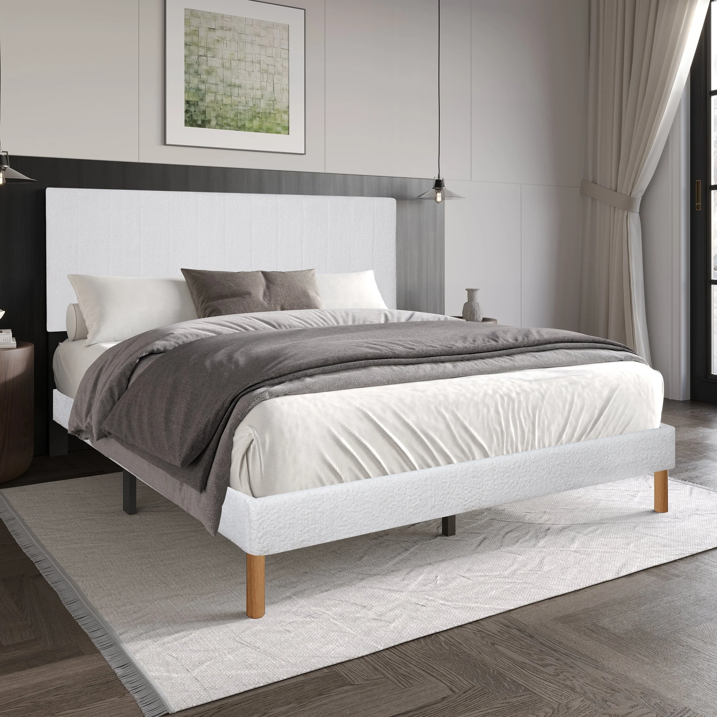 HH200 White Platform Bed - Twin, Full, Queen, King