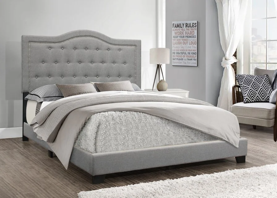 Emma Gray Linen Bed - Full, Queen