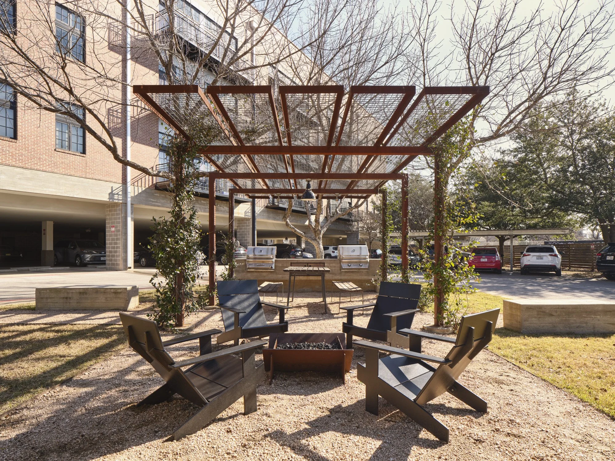  Este Lofts BBQ Shade Structure  Austin, Texas  Architecture by Elizabeth Baird Architecture &amp; Design  Structural Engineering by Fort Structures  Photographs by Andrea Calo 
