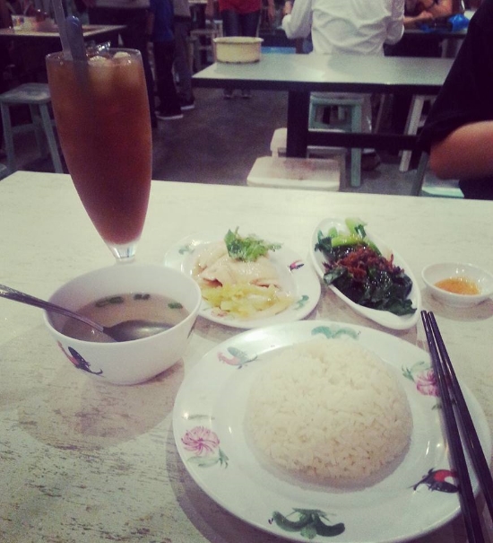 The Jew Kit on Killinney Road - our first meal in Singapore. This was the 'Lovely Meal', which was Hainanese chicken, rice, broth, and vegetables. I think my drink was black grass jelly with lychee, even in the heat, it was too sweet for me!