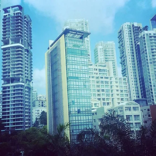 The view from my hotel window at the Orchard Grand Court in Singapore.