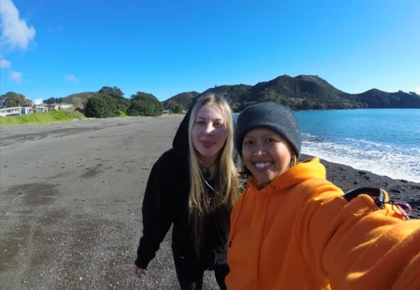 Cas and I at Omaio Beach after teaching dance classes. Apart from the hoodies, who would think this was winter?