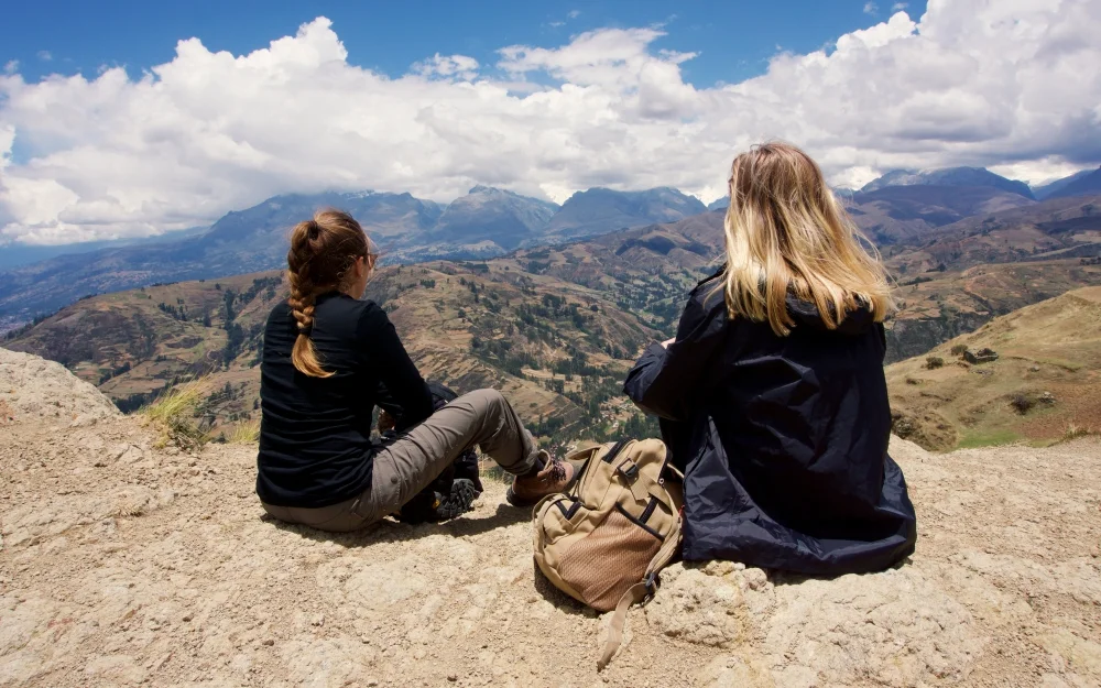 Christina and Isobel enjoying the view when we stopped for lunch.