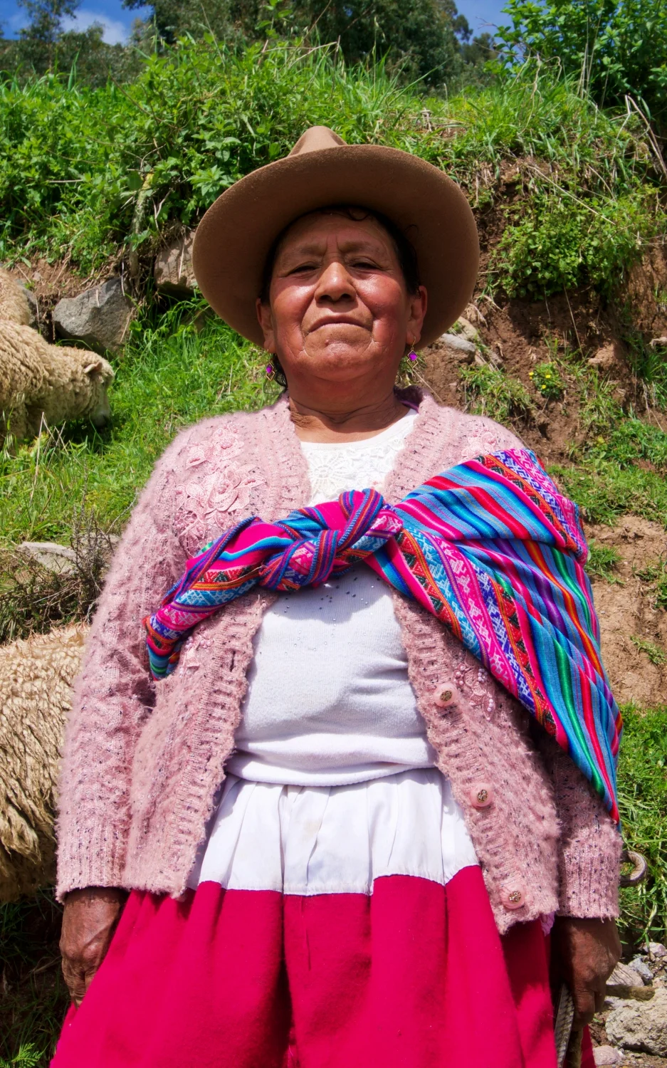 We met Josefina and her sheep as we walked up the steep trail leading up to Laguna Willcacocha. She’s typically dressed like most of the women in the countryside.