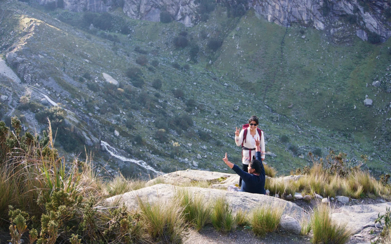 My friends Denis and Mabel taking a breather while enjoying the view of the glaciers.