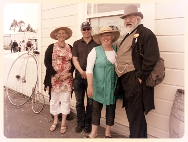 From left: Phillippa Seddon, David Seddon, Jane Seddon and David Verrall (local Seddon enthusiast) at the opening of The Theatre Royal Hotel, Kumara Gala Day, November 2013.