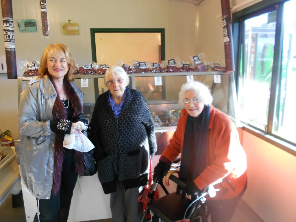 This photo is of Kerrie/Jean & Mary at the Blackball salami shop