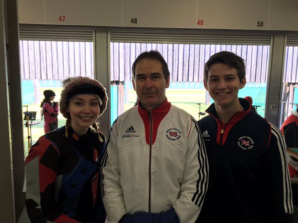Seonaid pictured along with Coach Sinclair and fellow GB Academy athlete Dean