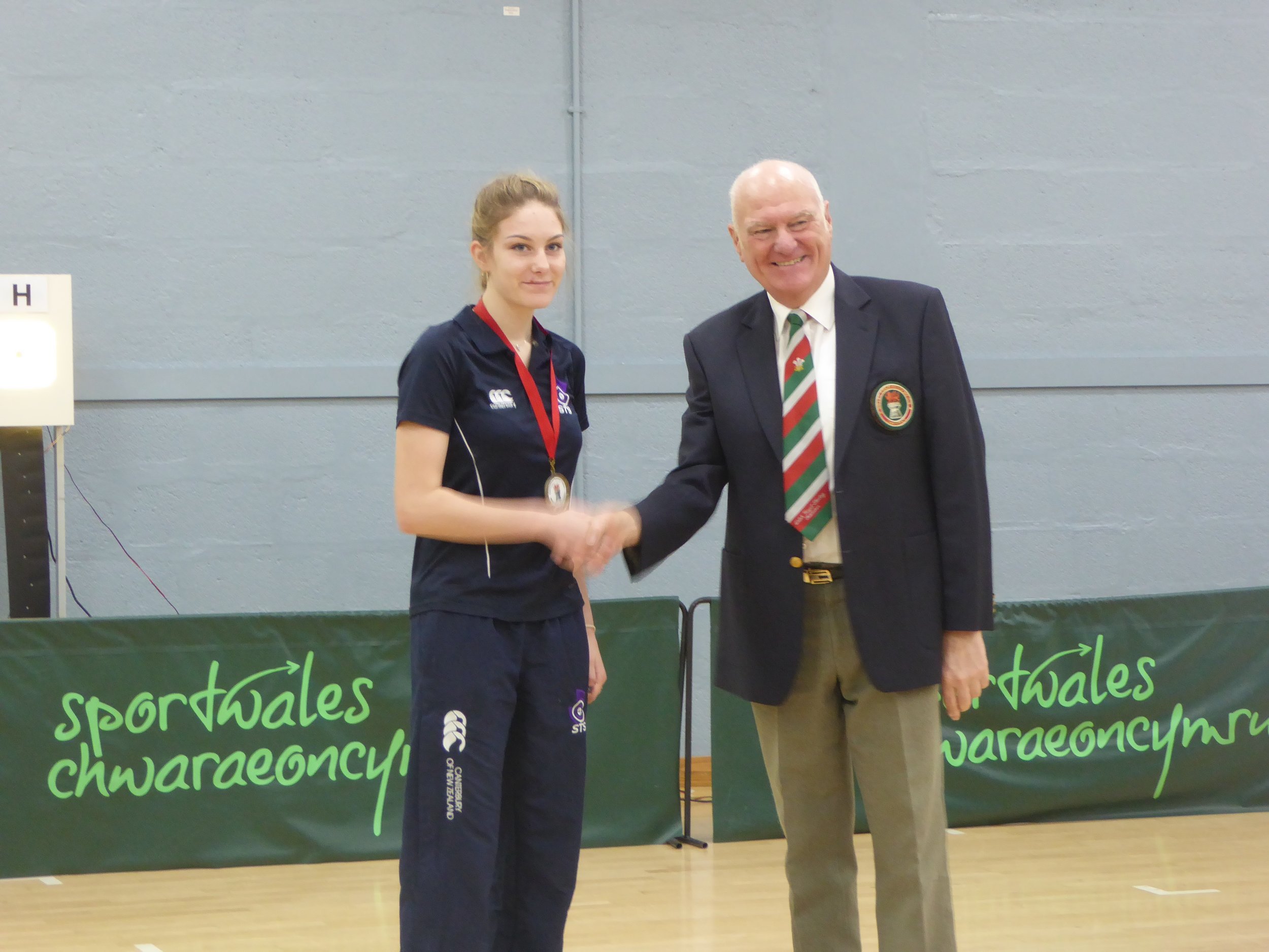 Kerstin Dodd receiving one of her two Bronze medals