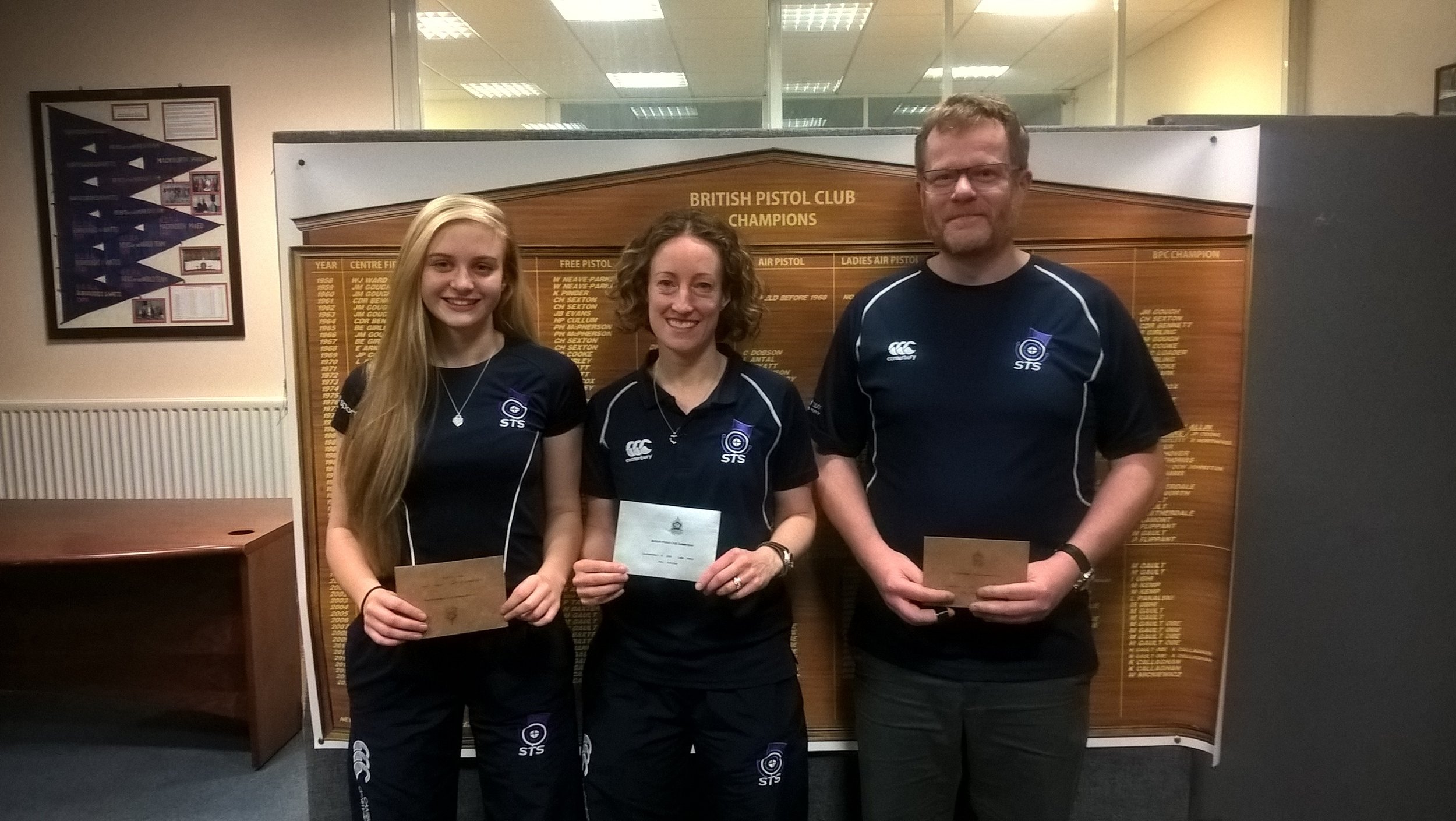 Katie, Caroline & Alan (left to right) enjoy success on Day 1