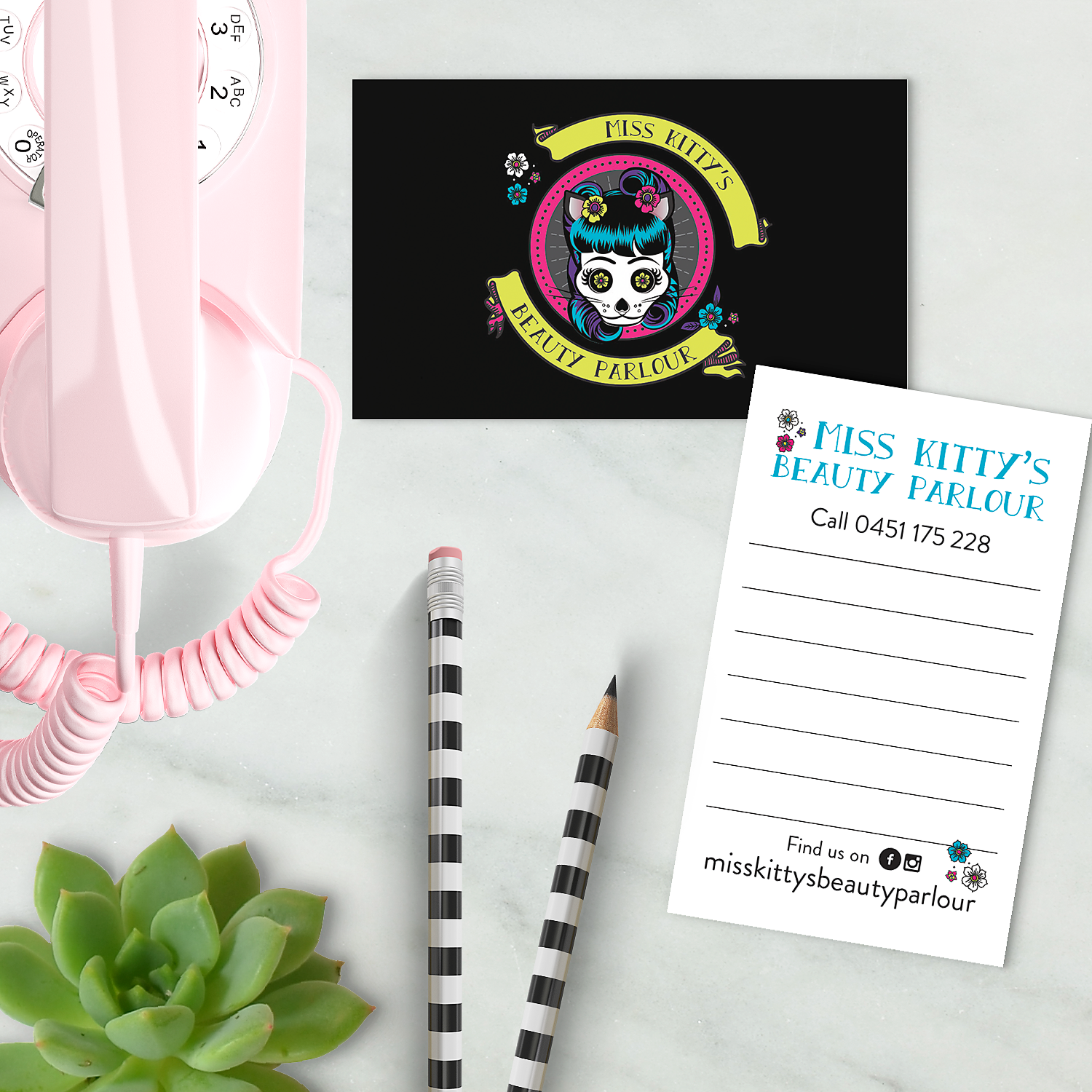 The business cards - pretty and functional!