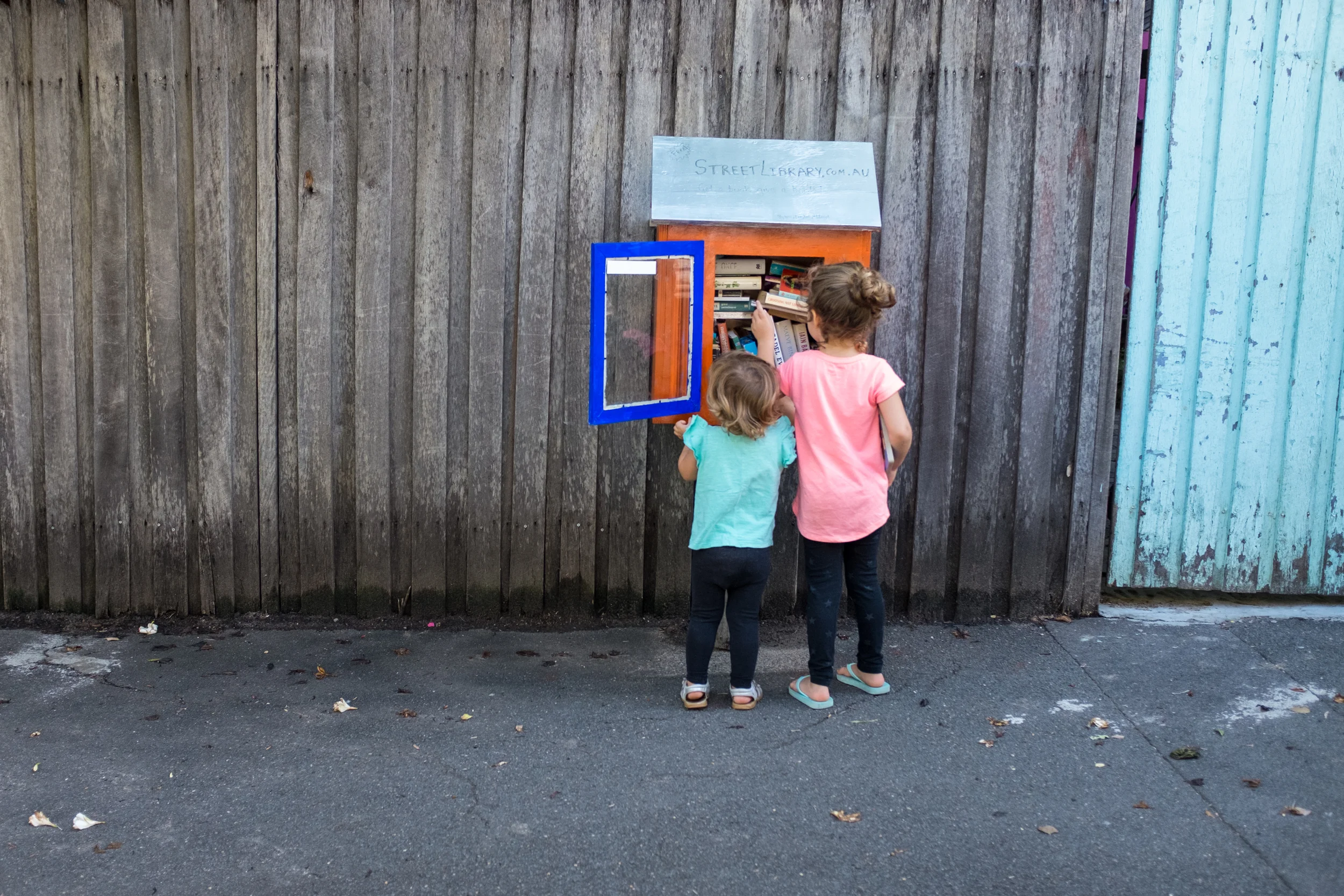 Our first visit to the new Street Library around the corner on Macdonald Street. 