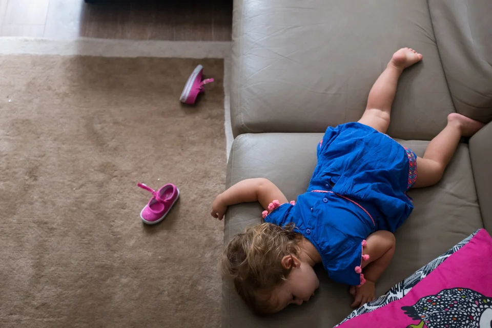 An exhausted little girl