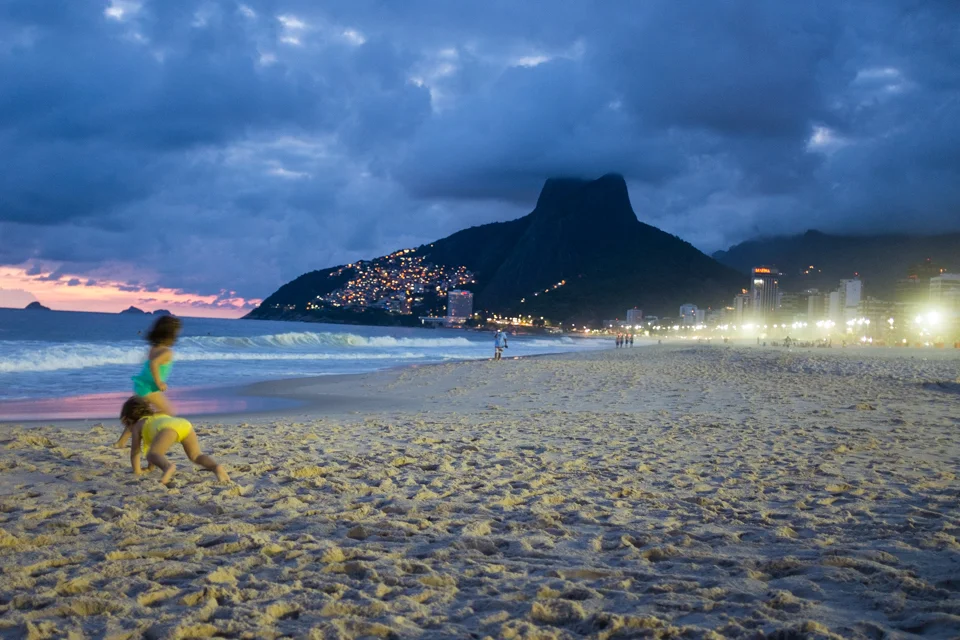 Races on the beach at sunset