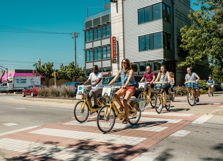 Just grab your bike and head on down the Monon for a quick bite to eat. Source: Visit Indy