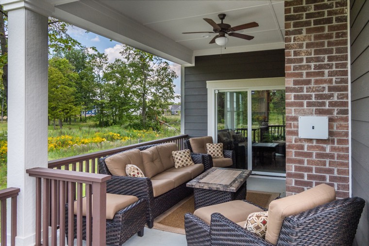 An outside porch or patio entertainment area is key when you live along the Monon Trail.