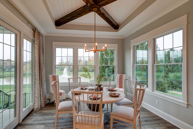 Using hardwoods and natural materials helps bring the outside indoors.