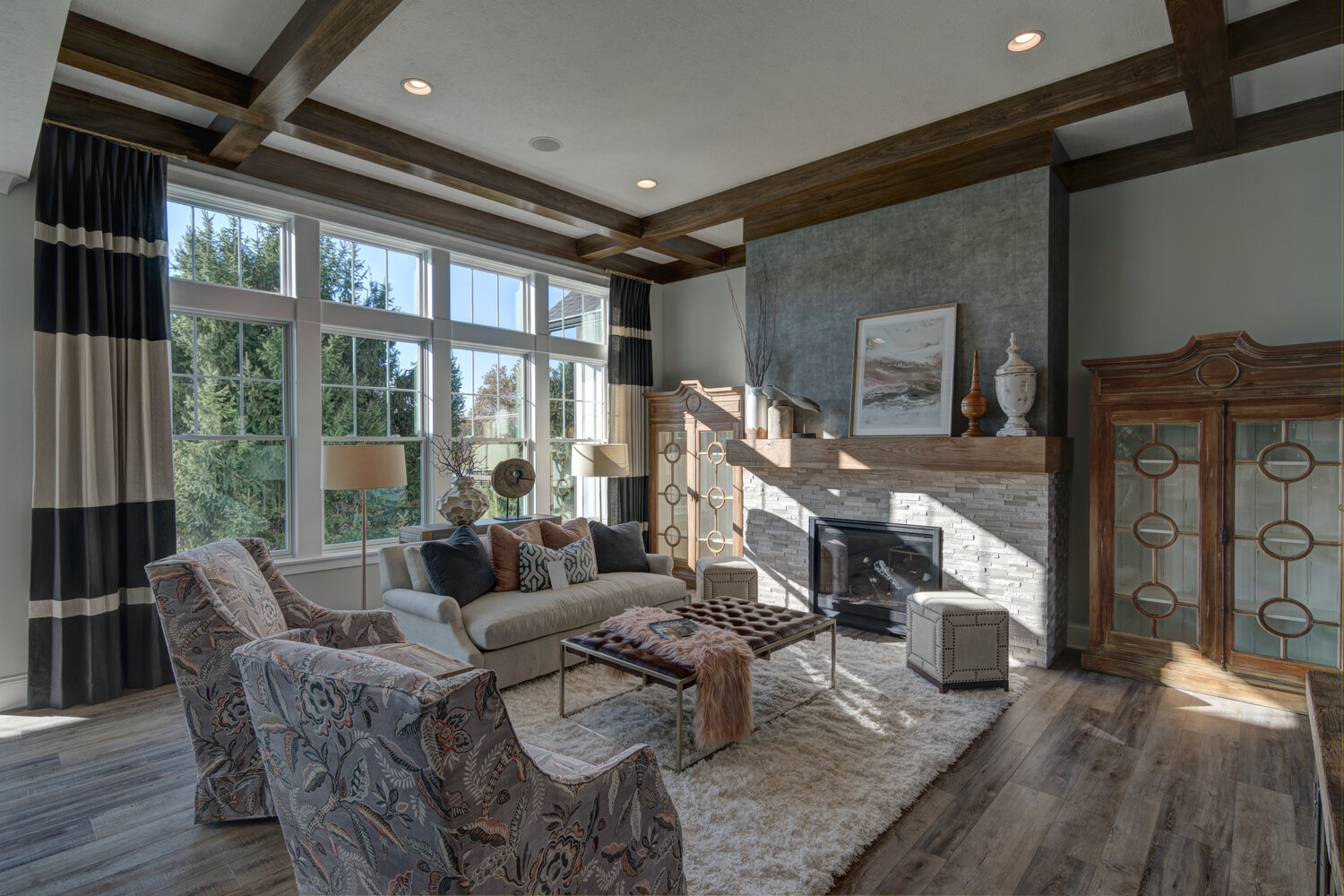 While you may notice the fireplace and wood beams, your touring partner might comment on how much natural light comes through.