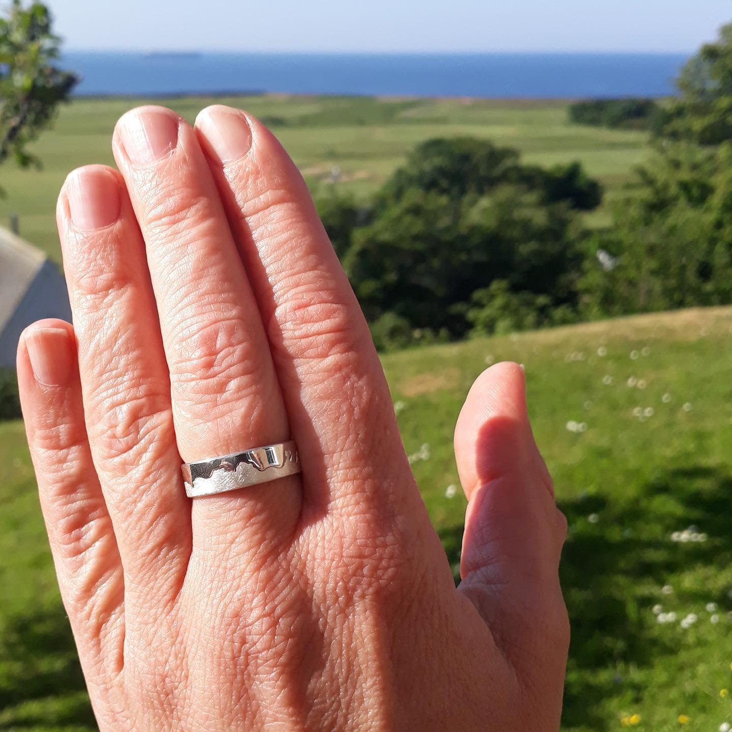 Dunbar to Belhaven coast ring handmade in scotland