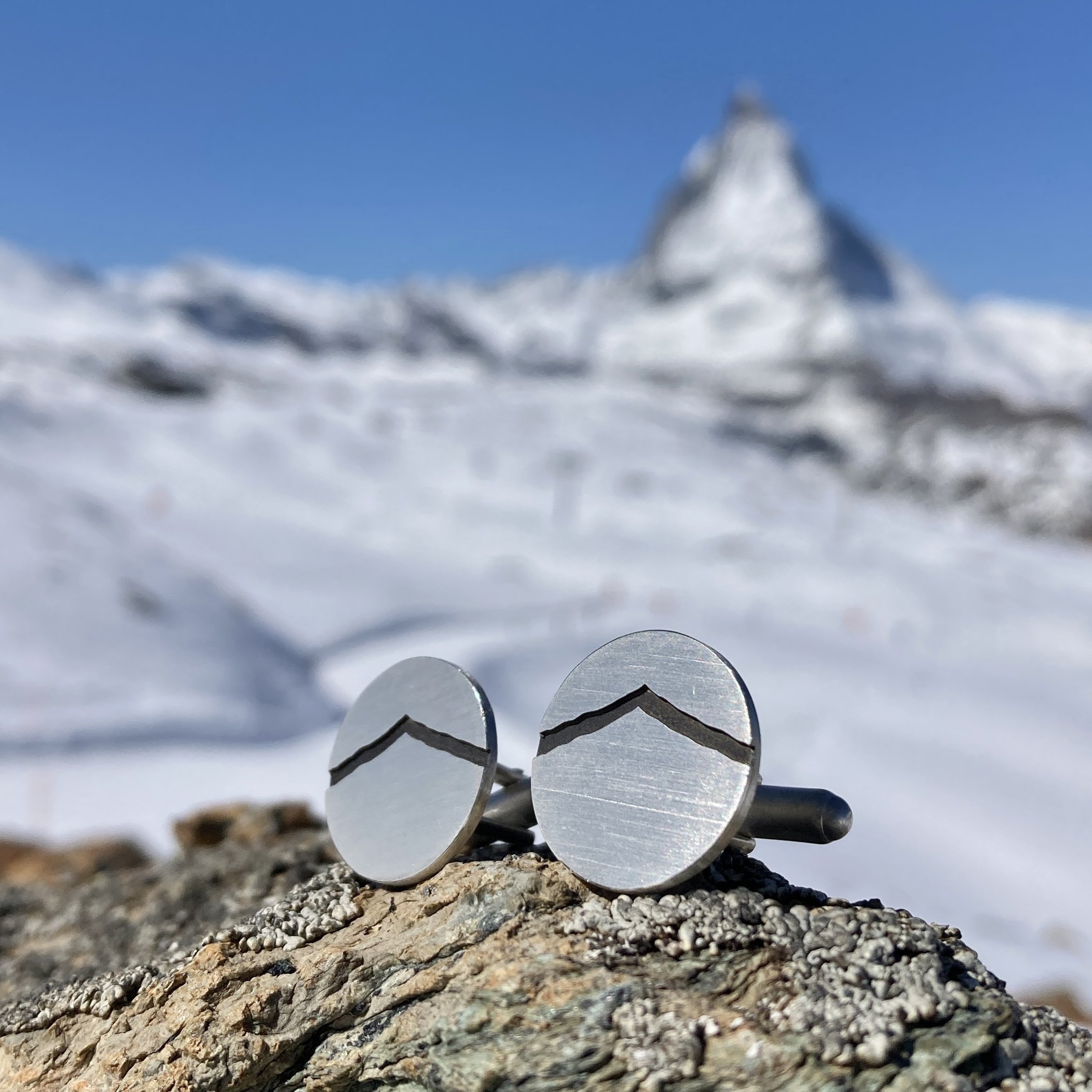 Custom Mountain Cufflinks Sterling Silver or Oxidised Finish 1.jpeg