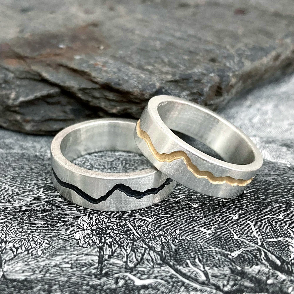 Custom Mountain Silver Ring Oxidised or Gold Plated Mountain Range —  Hannah Louise Lamb Bespoke Handmade Ethical Scottish Silver Jewellery 