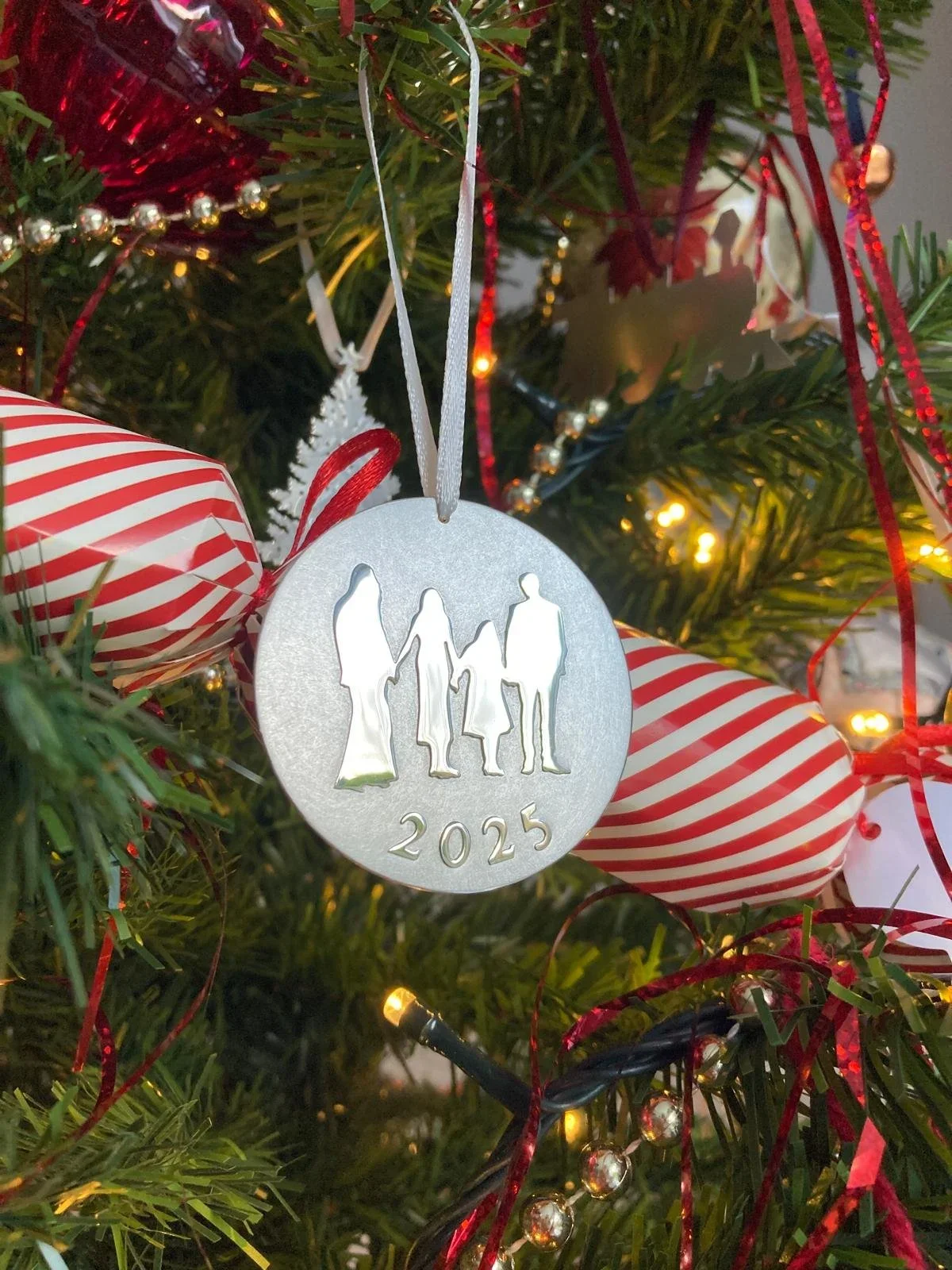 Sterling Silver Family Portrait or Wedding Christmas Bauble | Sterling Silver Christmas Tree Ornament Decoration
