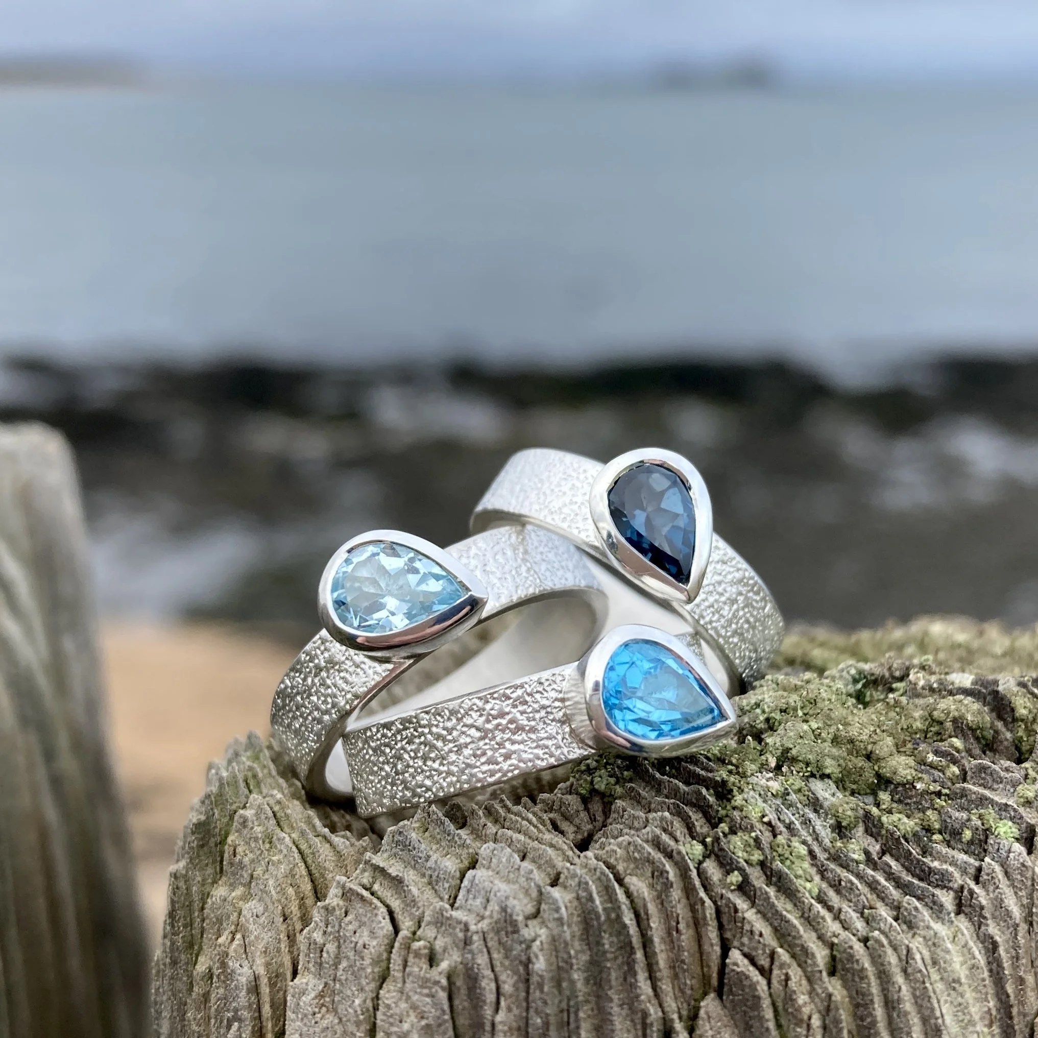 Trio Blue Topaz Droplet Cove Ring in Silver Hannah Louise Lamb 1.JPG