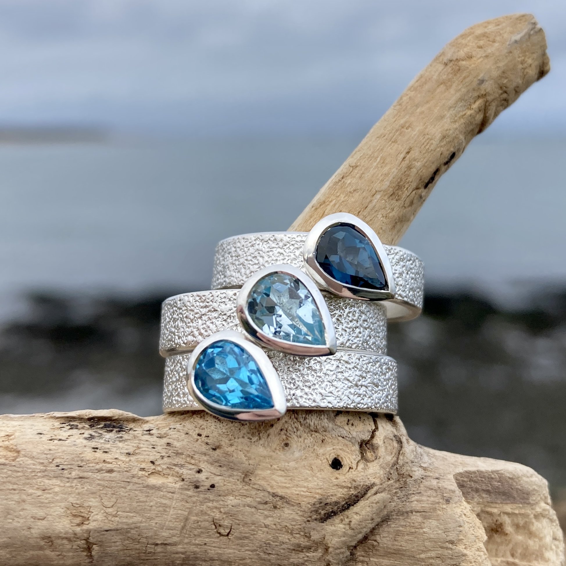 Trio Blue Topaz Droplet Cove Ring in Silver Hannah Louise Lamb 2.JPG