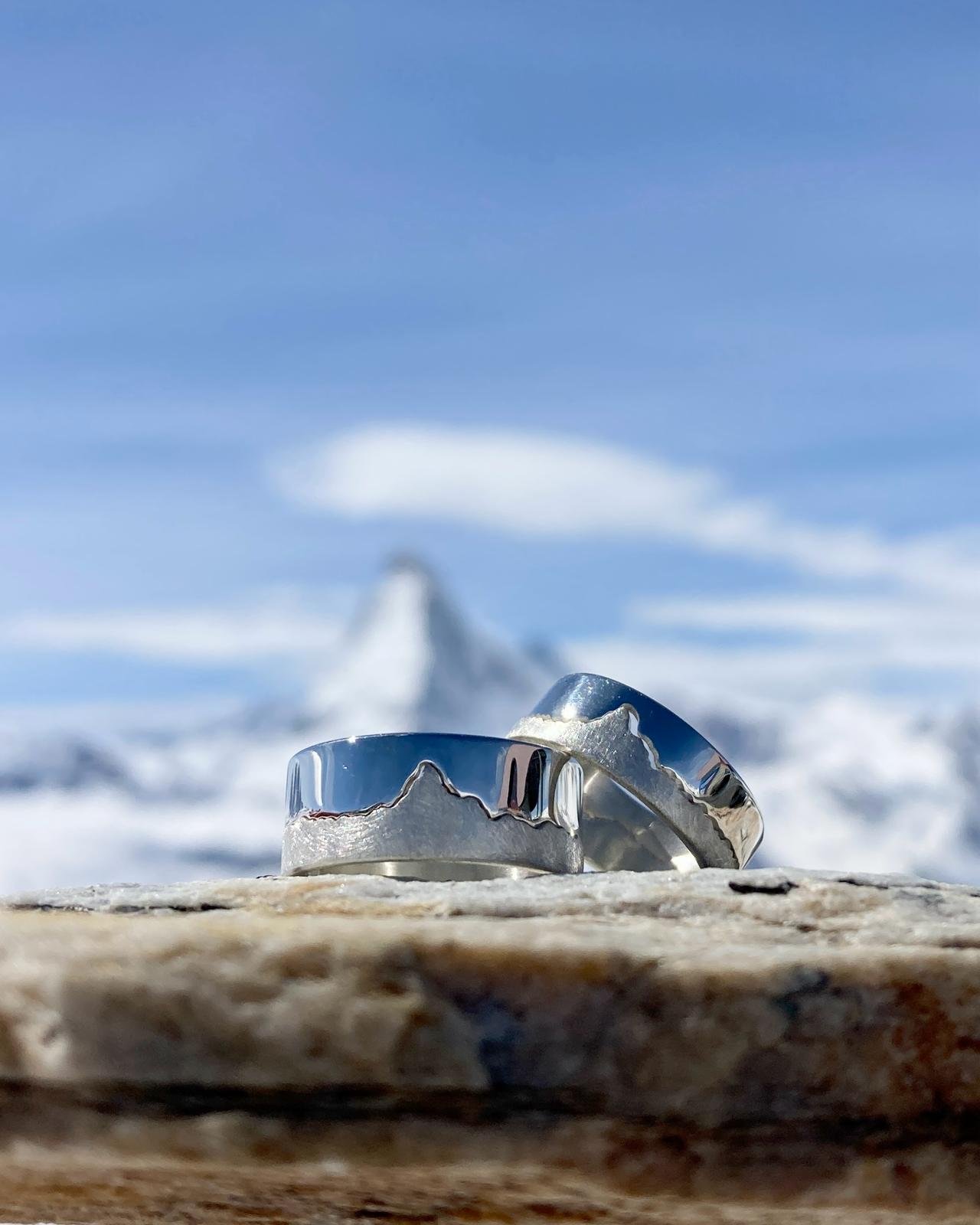 Matterhorn Mountain Silhouette Sterling Silver Ring
