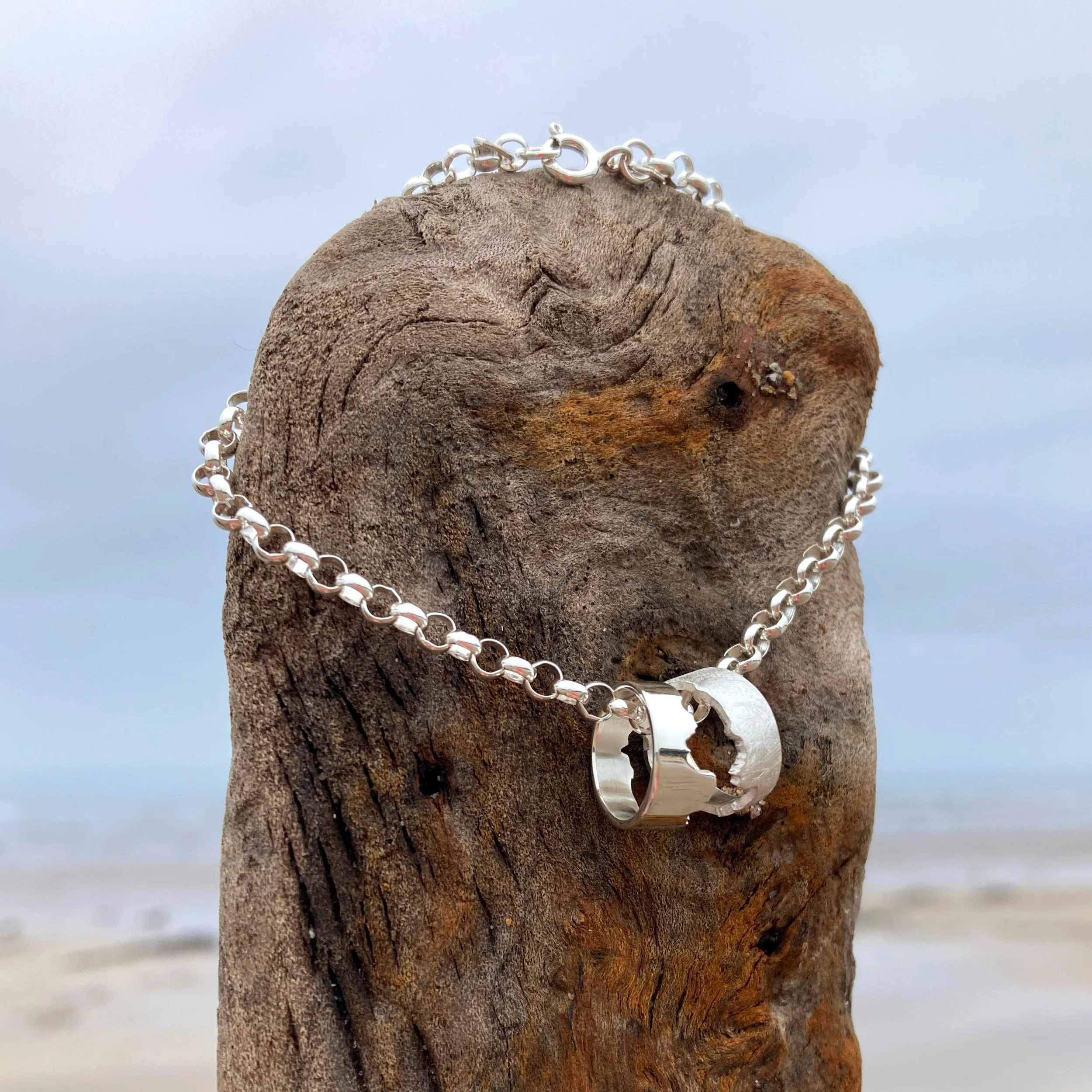 Custom Coastline Hoop Bracelet Silver