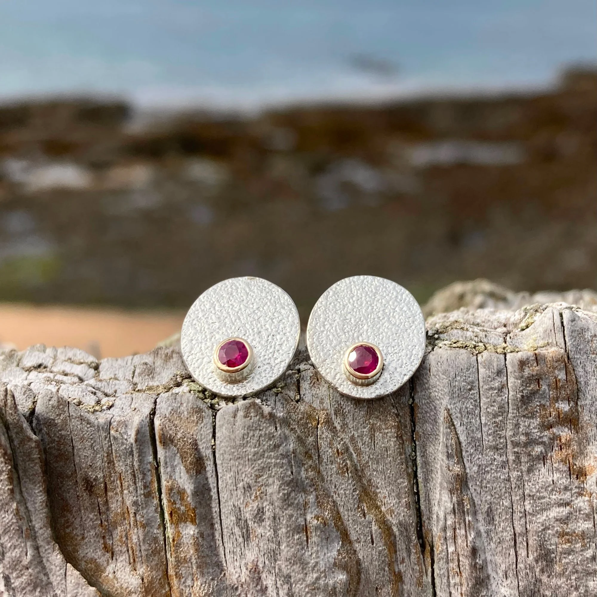 Ruby Birthstone Earrings with 9ct Gold and Silver July.jpg