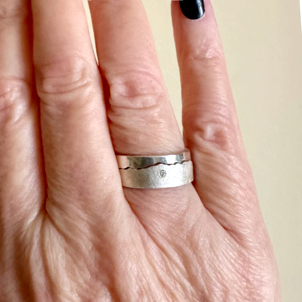 Silver and Diamond Coastline Ring