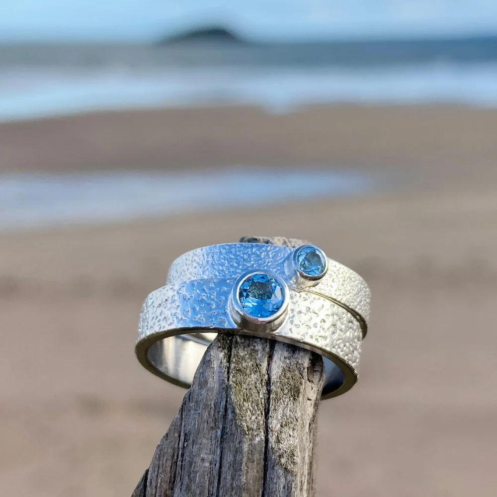 Aquamarine Textured Silver Ring – March Birthstone Ring — Hannah Louise  Lamb Bespoke Handmade Ethical Scottish Silver Jewellery Edinburgh
