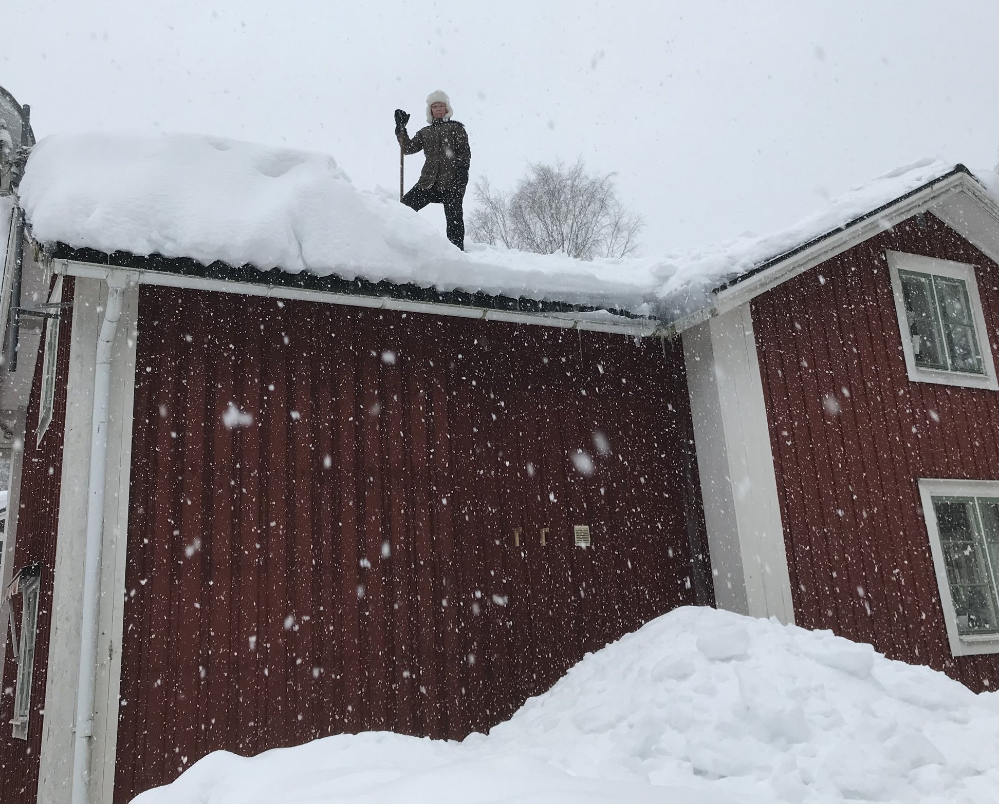Min fru, Annelie på taket.