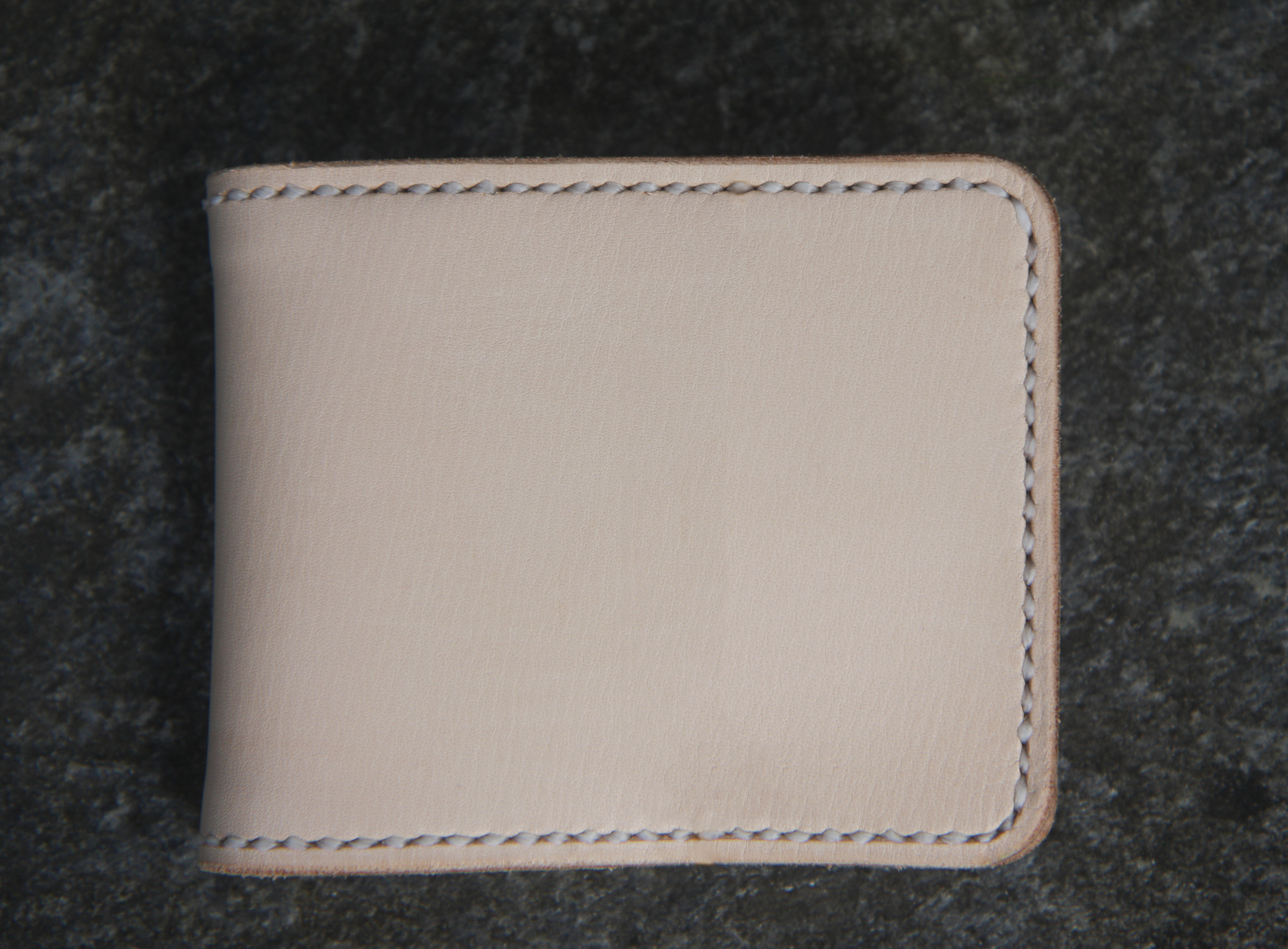 Natural Tan Leather Bifold Wallet Hand Cut And Stitched By Diesen