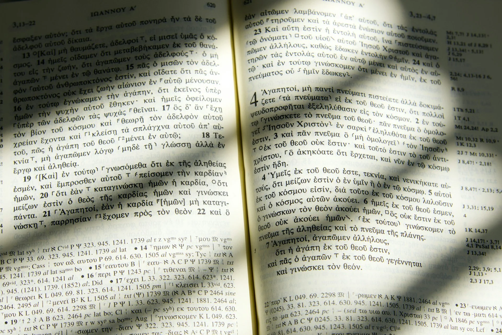An open Greek Bible.