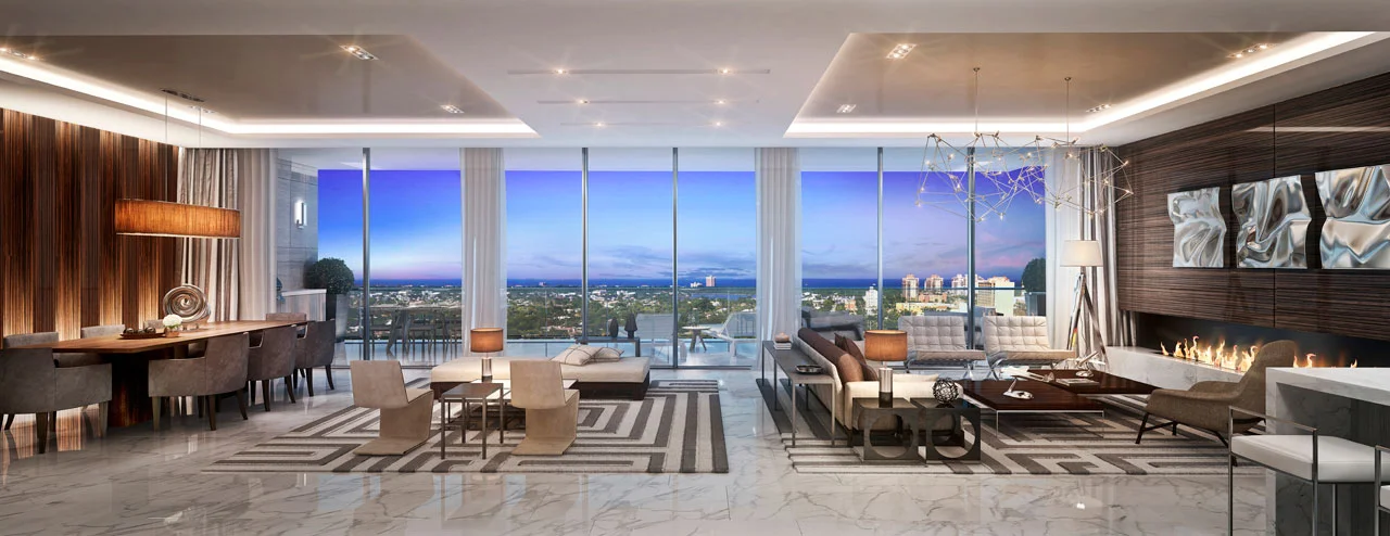 Riva Ft.Lauderdale Penthouse Great Room At Dusk