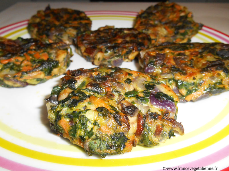 Galettes aux épinards / champignons (végétalien)