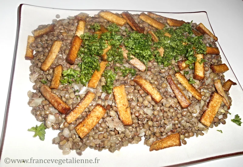 Salade de lentilles vertes du Puy (végétalien; végan)