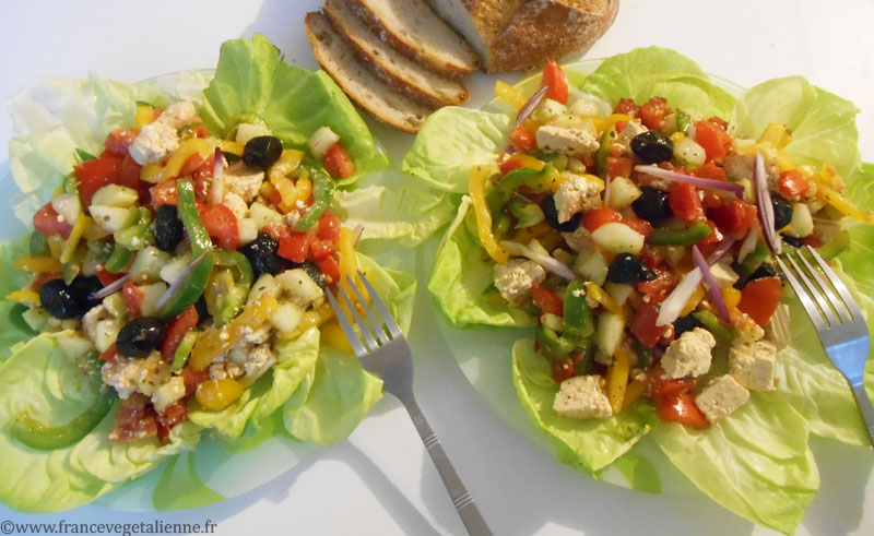 Salade grecque (recette végétalienne)
