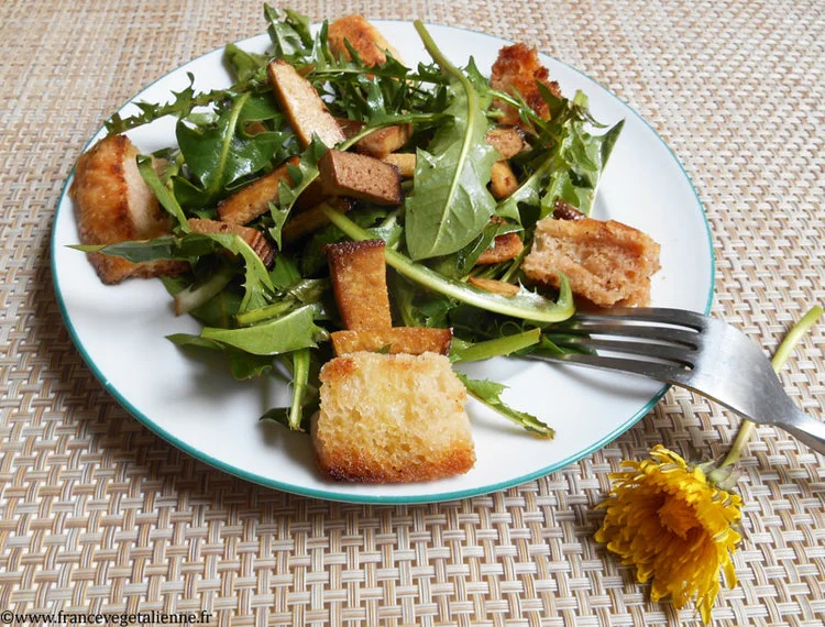 Pissenlits à la chaude meurotte (végétalien, vegan)
