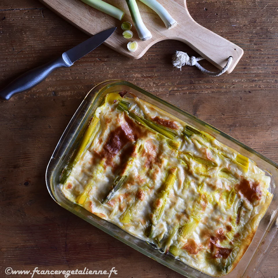 Gratin de poireaux (végétalien, vegan)